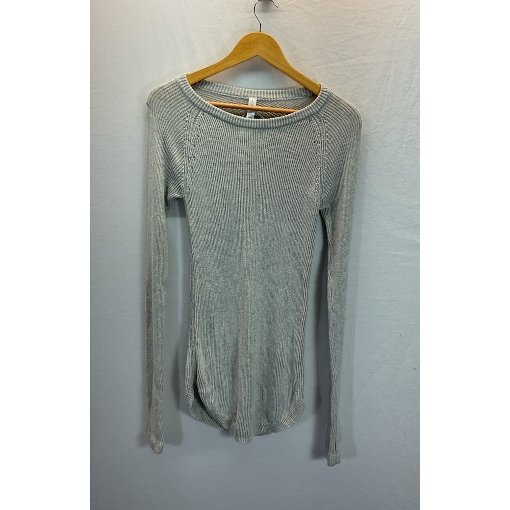 Lululemon Cabin Yogi Long Sleeve Sweater Cashmere Blend Light Grey Pullover Sz 8
